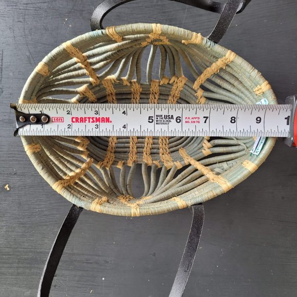 Sans-Arcidet Collection Designer Turquoise and Tan Raffia Woven Basket Bag - Picture 16 of 16